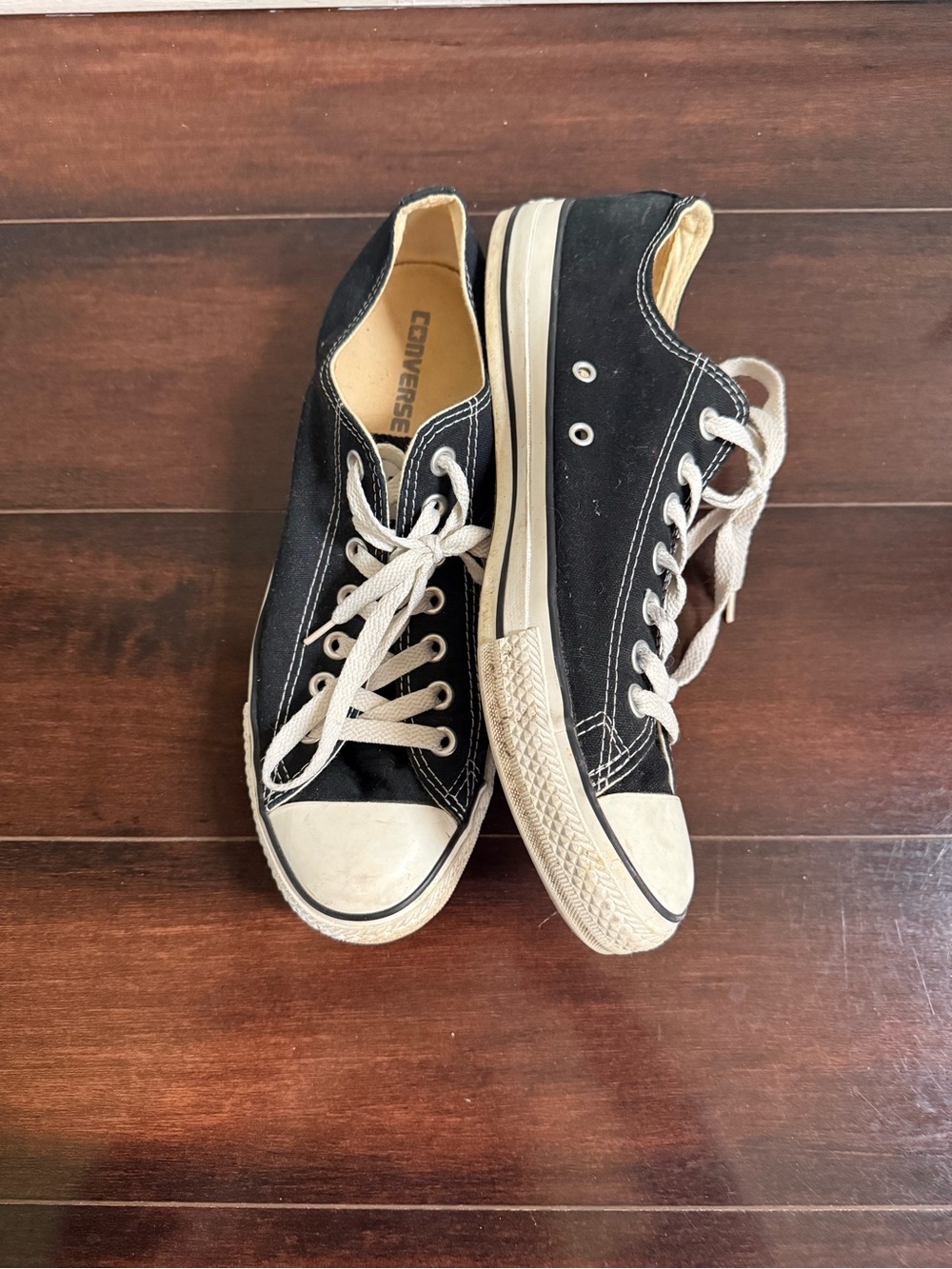 Converse Low-Top Canvas Sneakers in Black and White W11/M9 - Picture 3 of 4